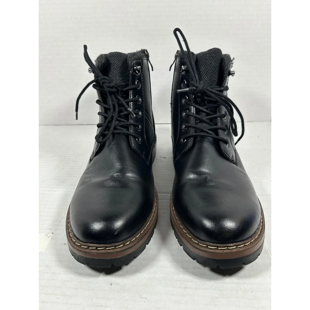 Madden NYC Mens Combat Boots Black Lace Up Side Zip MNMN43AM676 Size 12‎